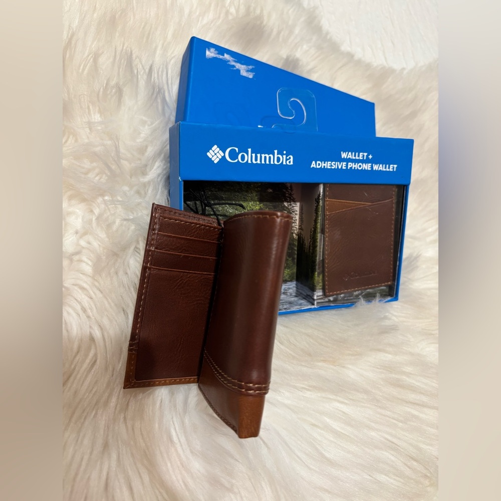 Columbia Brown Leather Wallet and Adhesive Phone wallet Set - Picture 4 of 12
